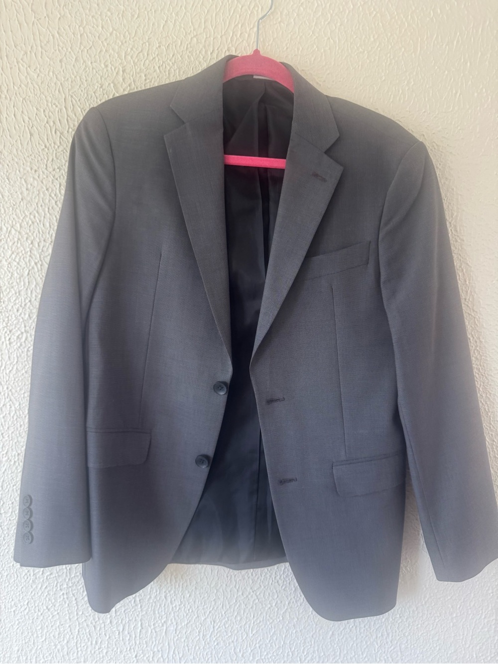 Men's Charcoal Gray Two-Button Suit Jacket